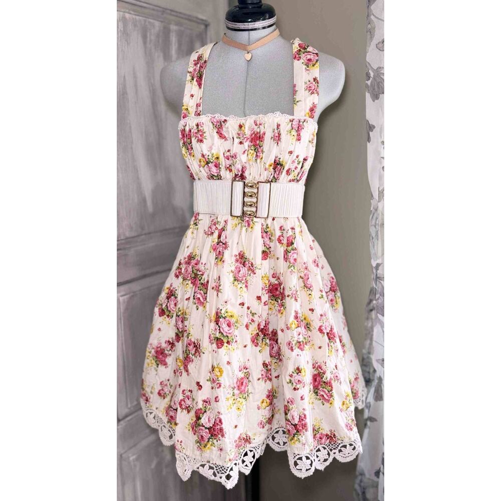Liz Lisa Halter Neck Floral Belted Dress Jfashion Latte Gyaru Himekaji Coquette - Picture 2 of 16